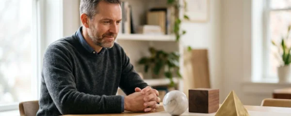 Personne réfléchissant à son profil d'investisseur pour l'assurance vie face à plusieurs options de gestion