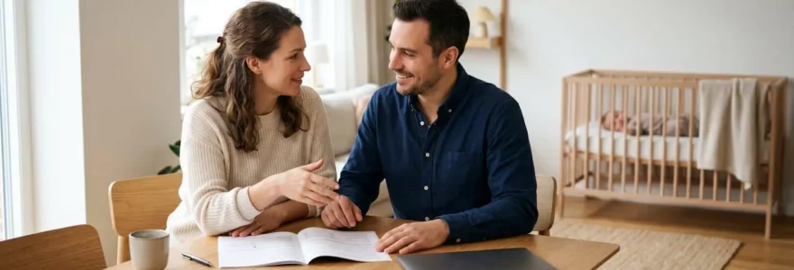 Jeunes parents protégeant leur famille avec une planification financière sécurisée